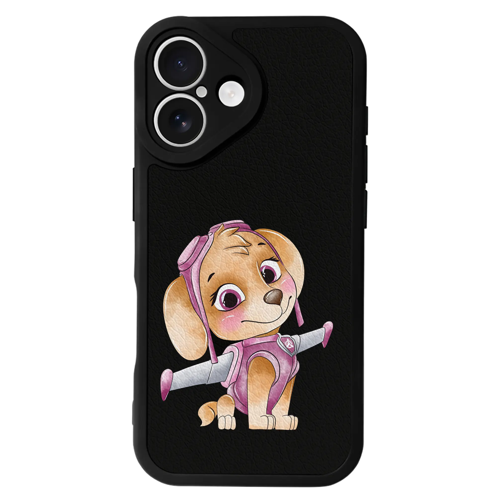 パウ・パトロール グッズ,スカイ - IPhone 16シリーズ対応 ・ シリコンスマホケース ・ レザー調 ・ 高精度フィット ・ 耐衝撃 ・ ワイヤレス充電対応 ・ 精密カット